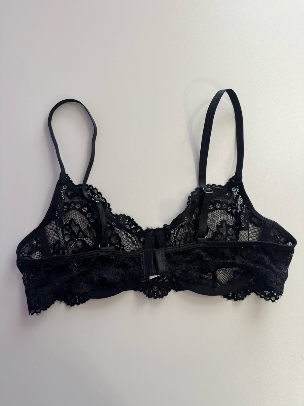 SHEIN Black Lace Sheer Unlined Bralette